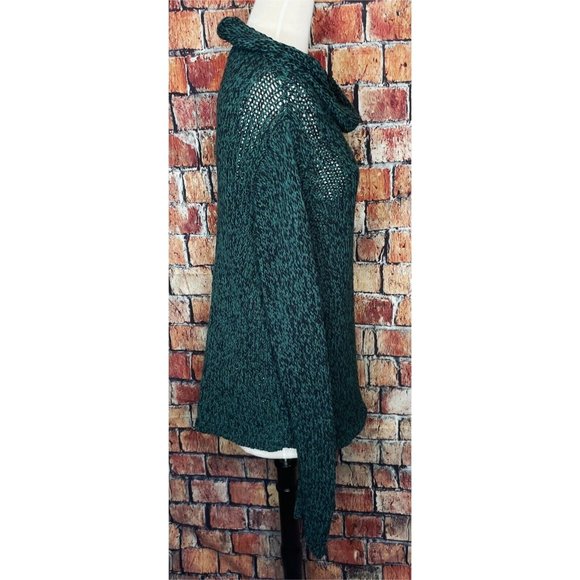 NWT Eileen Fisher Womens Marled Cotton Blend Green Sweater Funnel Neck Pullover - Picture 2 of 5